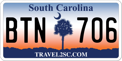 SC license plate BTN706