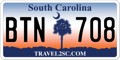 SC license plate BTN708