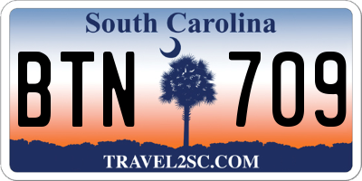 SC license plate BTN709