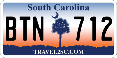 SC license plate BTN712