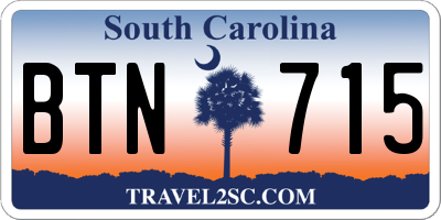 SC license plate BTN715