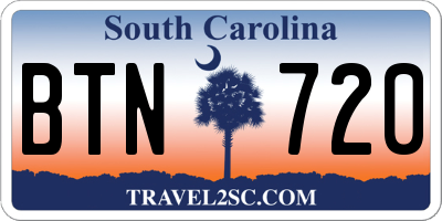SC license plate BTN720