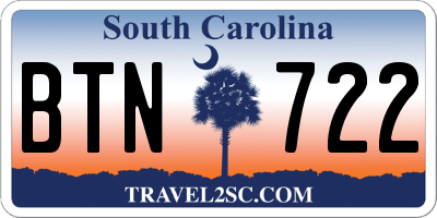 SC license plate BTN722