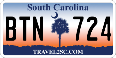 SC license plate BTN724