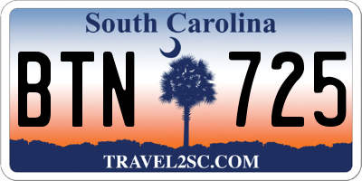 SC license plate BTN725