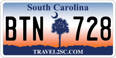 SC license plate BTN728