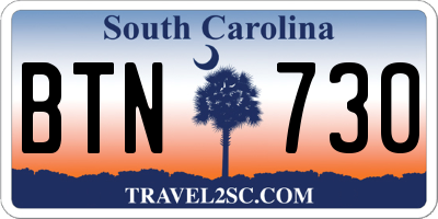 SC license plate BTN730