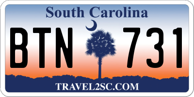 SC license plate BTN731