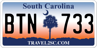 SC license plate BTN733
