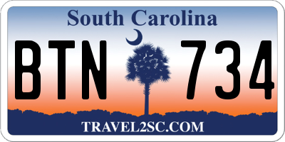 SC license plate BTN734