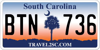 SC license plate BTN736