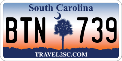 SC license plate BTN739