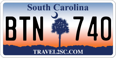 SC license plate BTN740