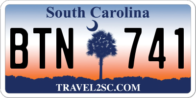 SC license plate BTN741
