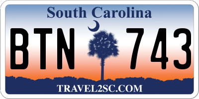 SC license plate BTN743