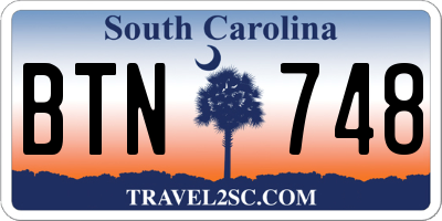 SC license plate BTN748