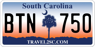 SC license plate BTN750