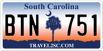 SC license plate BTN751