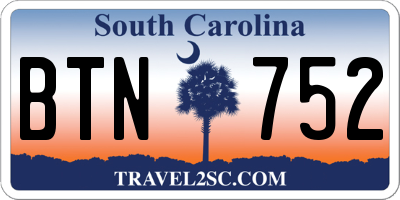 SC license plate BTN752