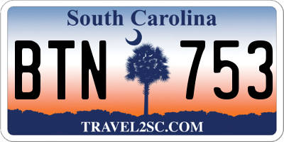 SC license plate BTN753