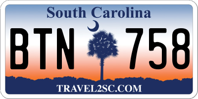 SC license plate BTN758