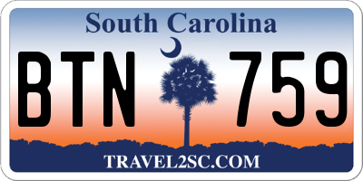 SC license plate BTN759
