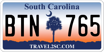 SC license plate BTN765