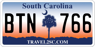 SC license plate BTN766