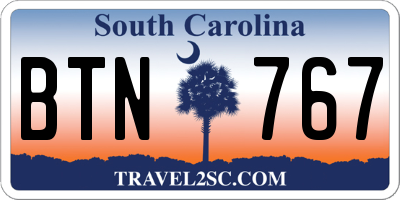 SC license plate BTN767