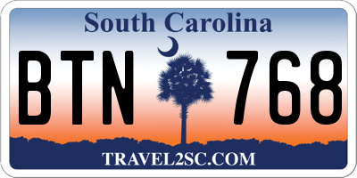 SC license plate BTN768