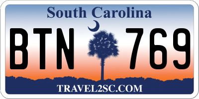 SC license plate BTN769