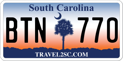 SC license plate BTN770