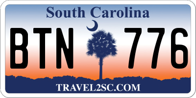 SC license plate BTN776