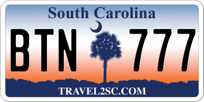 SC license plate BTN777