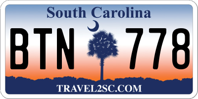 SC license plate BTN778