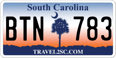 SC license plate BTN783