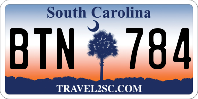 SC license plate BTN784