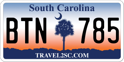 SC license plate BTN785