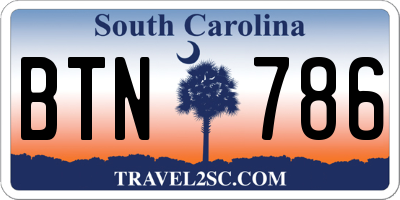SC license plate BTN786
