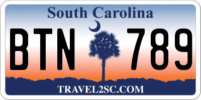SC license plate BTN789