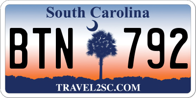 SC license plate BTN792