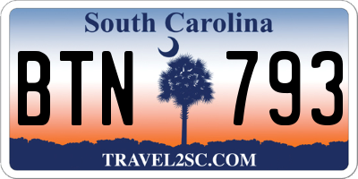 SC license plate BTN793