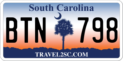 SC license plate BTN798