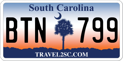 SC license plate BTN799