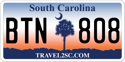 SC license plate BTN808