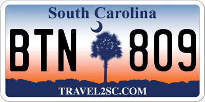 SC license plate BTN809
