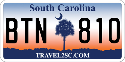 SC license plate BTN810