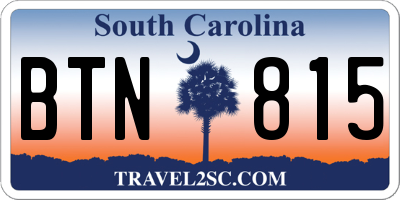 SC license plate BTN815