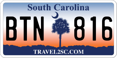 SC license plate BTN816