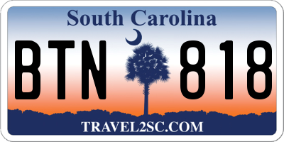 SC license plate BTN818